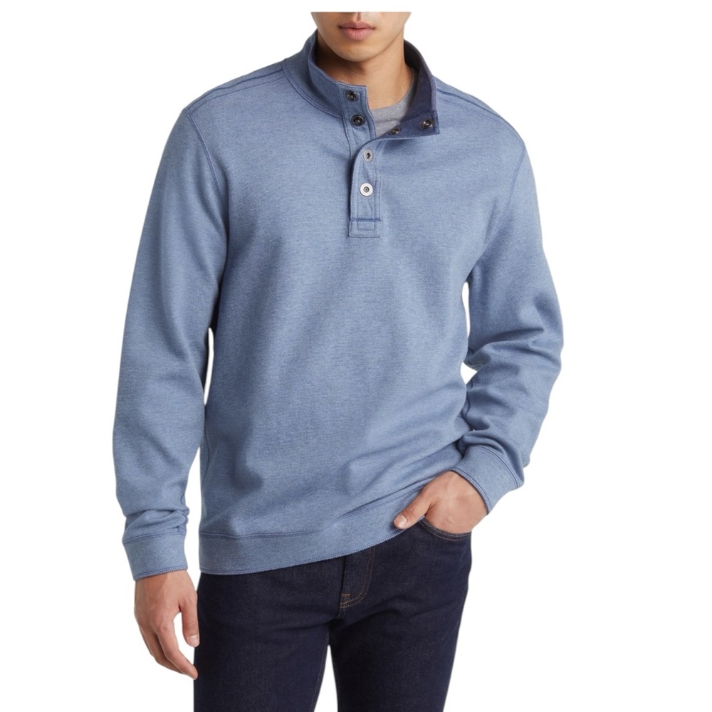 TOMMY BAHAMA  Flipfield Snap Mock Reversible Sweatshirt  |‎ Blue |  XL *See Note